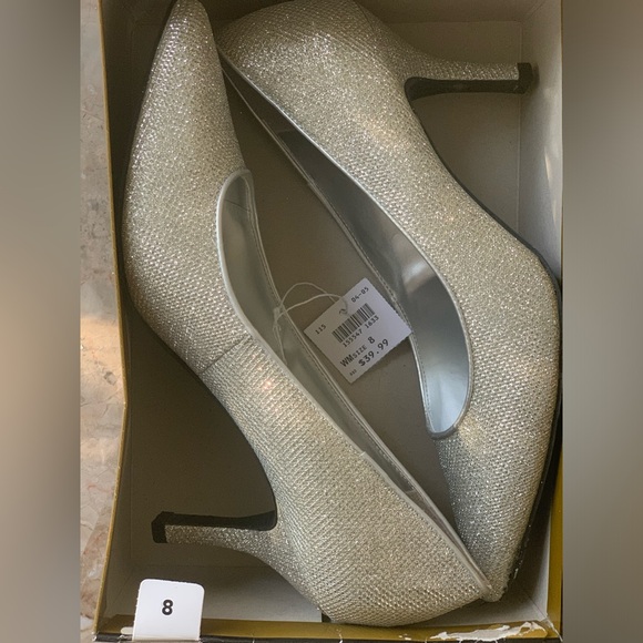 Classy Silver Sparkle Pointed Toe Heels - Picture 7 of 9